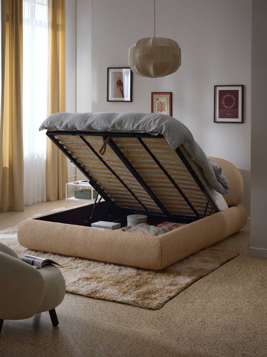 Albina Bouclé Upholstered Bed with Storage
