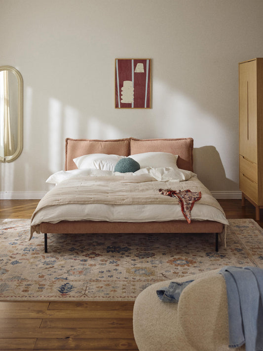 Amelis Upholstered Bed in Teddy Bouclé