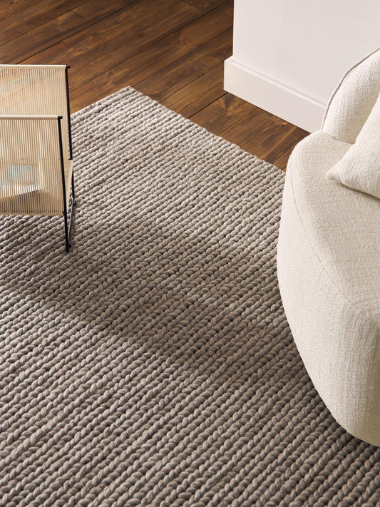 Brunika Handmade Wool Rug with Braided Texture