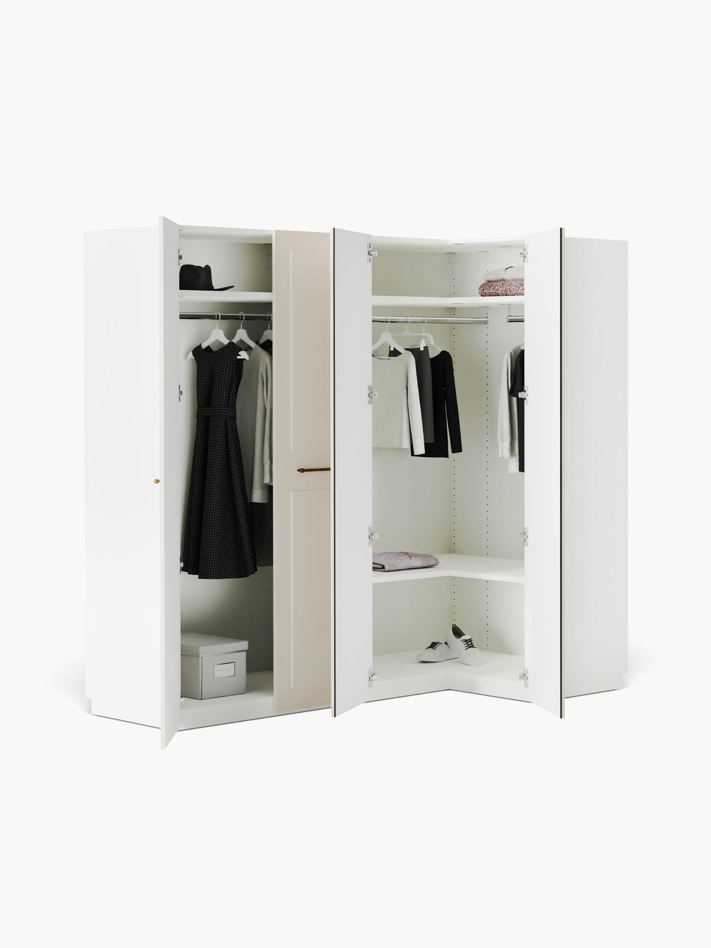 Charlise Corner Wardrobe, Modular, 215 cm Wide, in Various Sizes