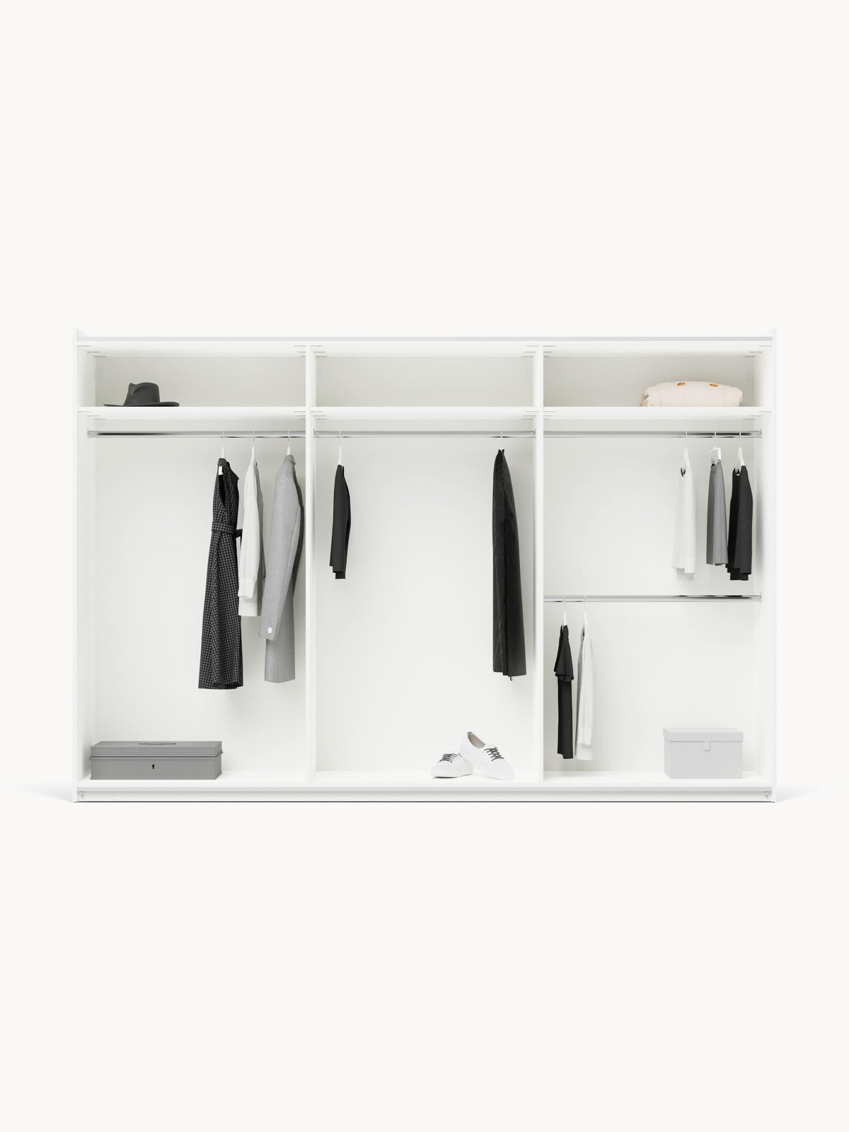Charlise Modular Sliding-Door Wardrobe, 300 cm Wide, in Various Sizes