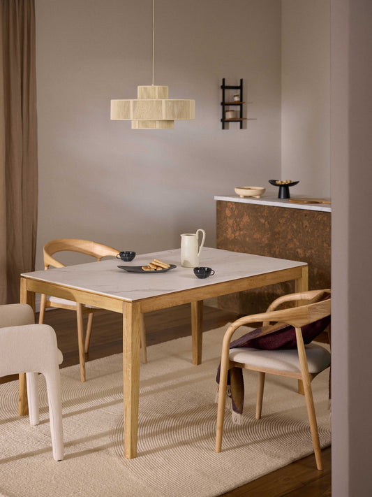 Jackvin Dining Table with Marble-Look Tabletop, in Various Sizes