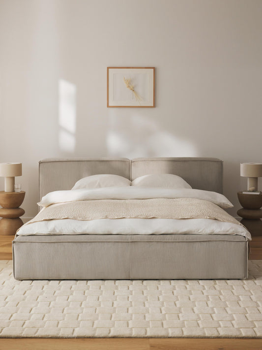 Lennard Corduroy Upholstered Bed with Storage