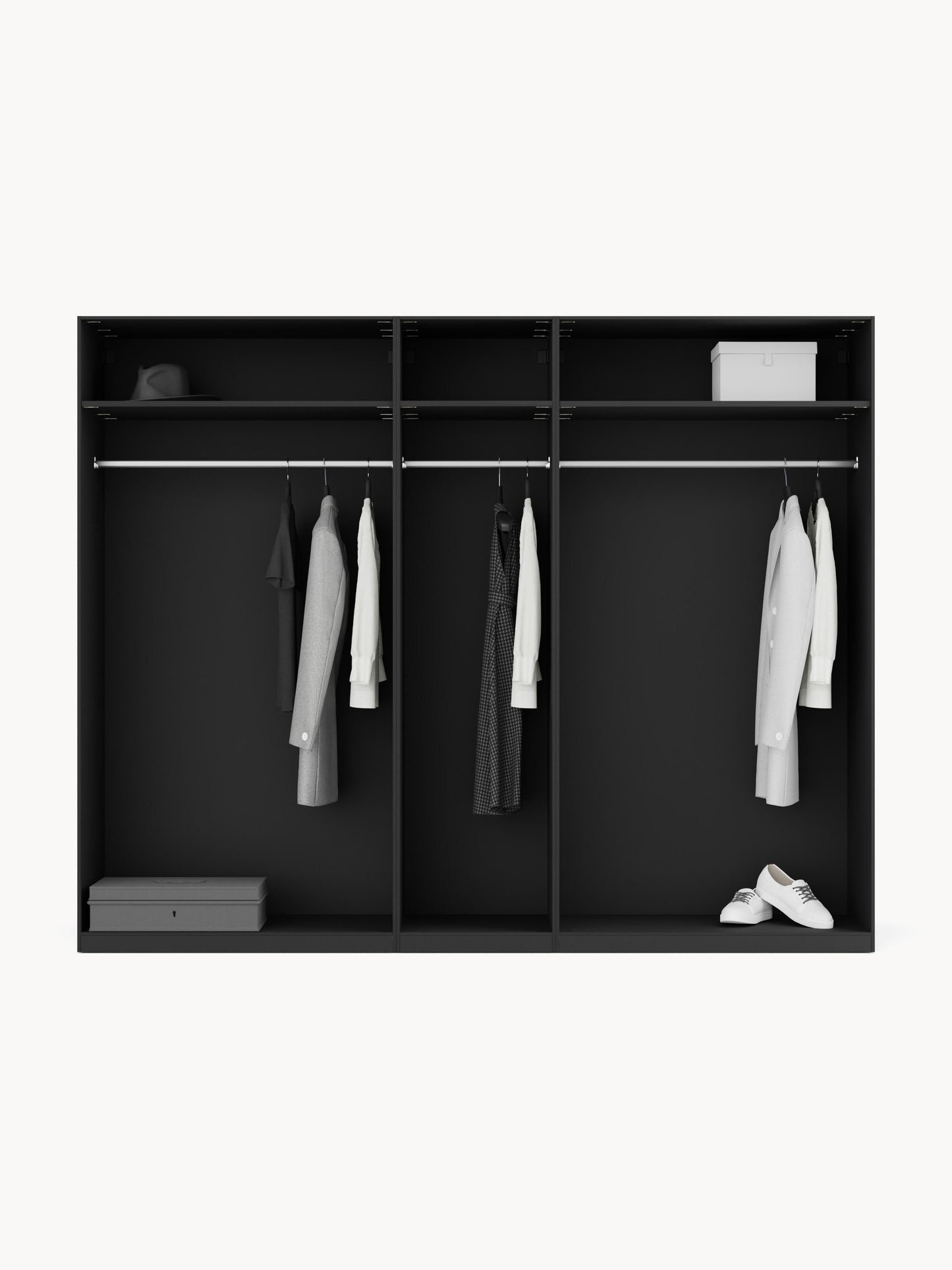 Leonis Hinged-Door Wardrobe, Modular, 250 cm Wide, in Various Sizes