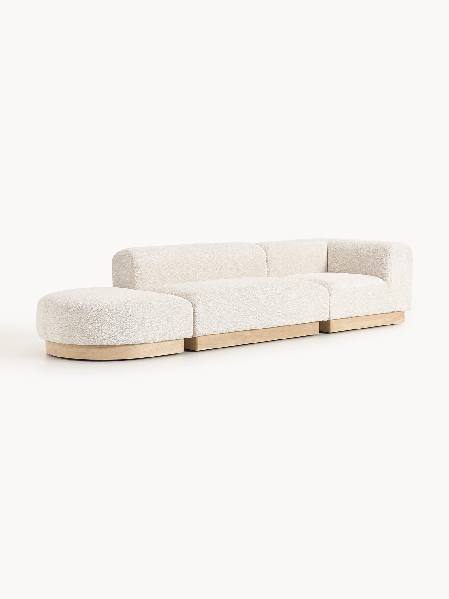 Natova Modular Teddy Bouclé Ottoman with Stool (Left/Right)