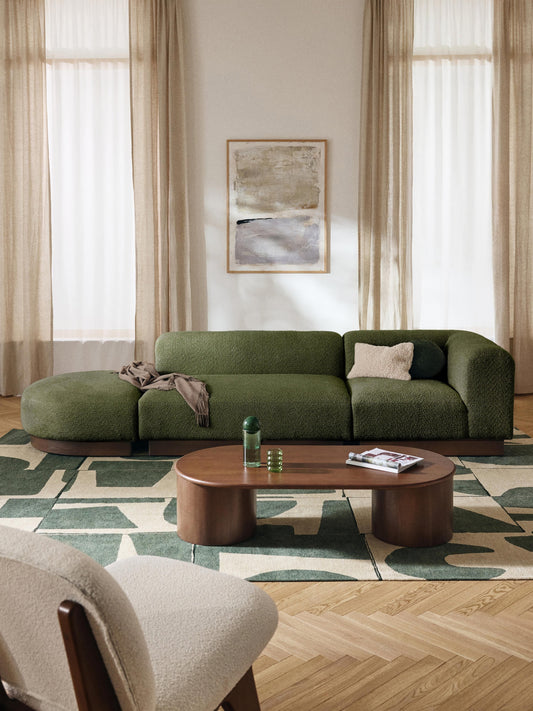 Natova Modular Teddy Bouclé Ottoman with Stool (Left/Right)
