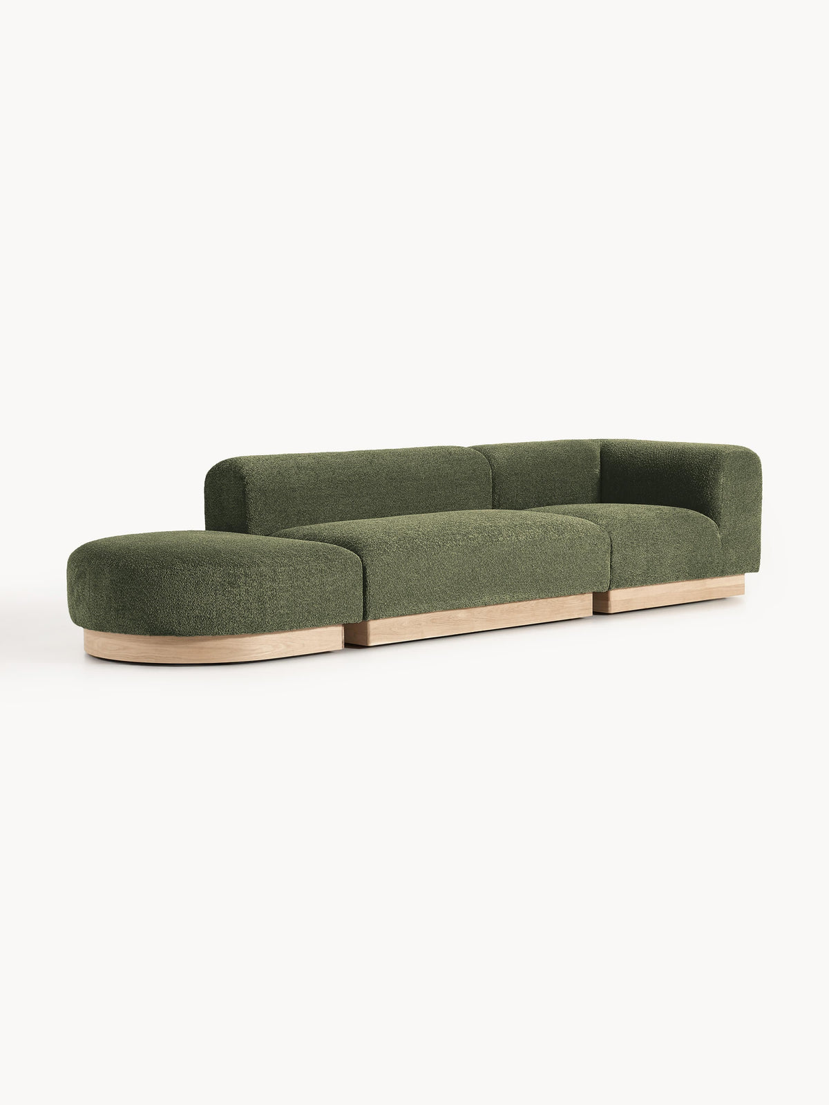 Natova Modular Teddy Bouclé Ottoman with Stool (Left/Right)
