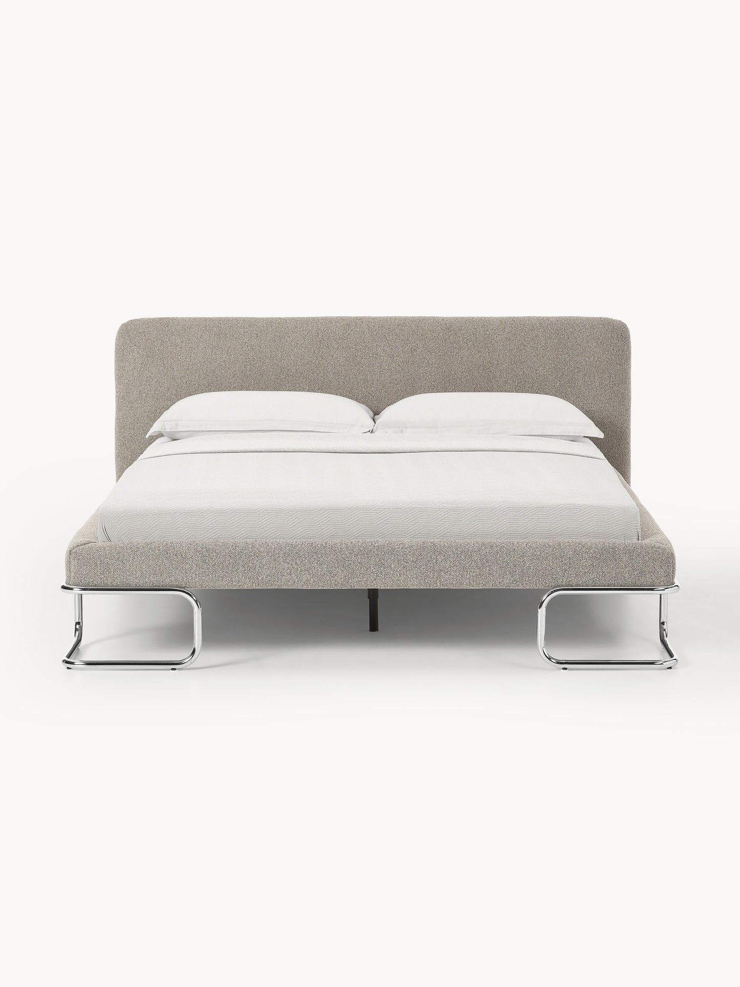 Olira Upholstered Bed in Bouclé with Metal Legs