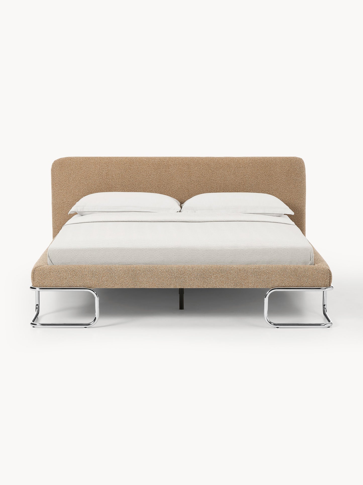 Olira Upholstered Bed in Bouclé with Metal Legs