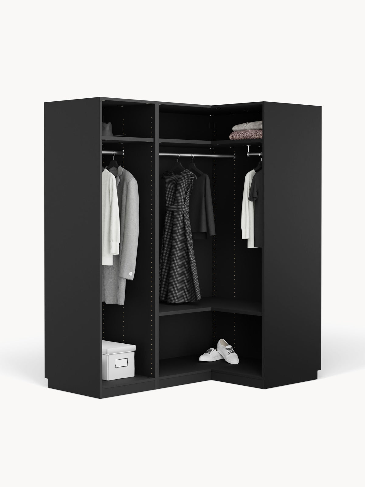 Simena Modular Corner Wardrobe, 165 cm Wide, in Various Sizes