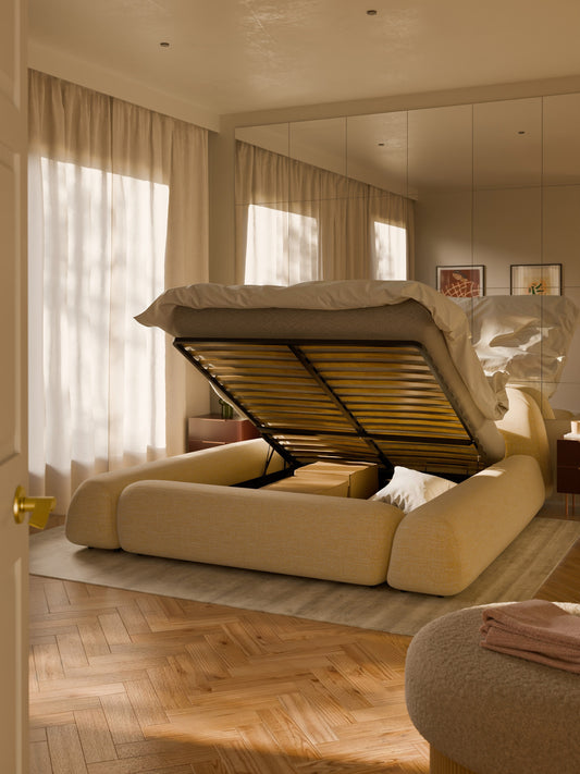 Wolna Bouclé Upholstered Bed with Storage