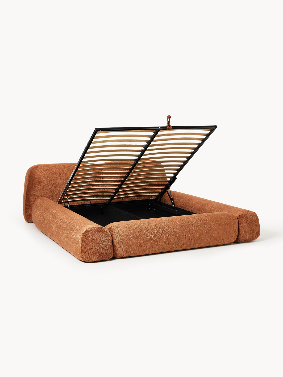 Wolna Upholstered Bed in Teddy Bouclé with Storage