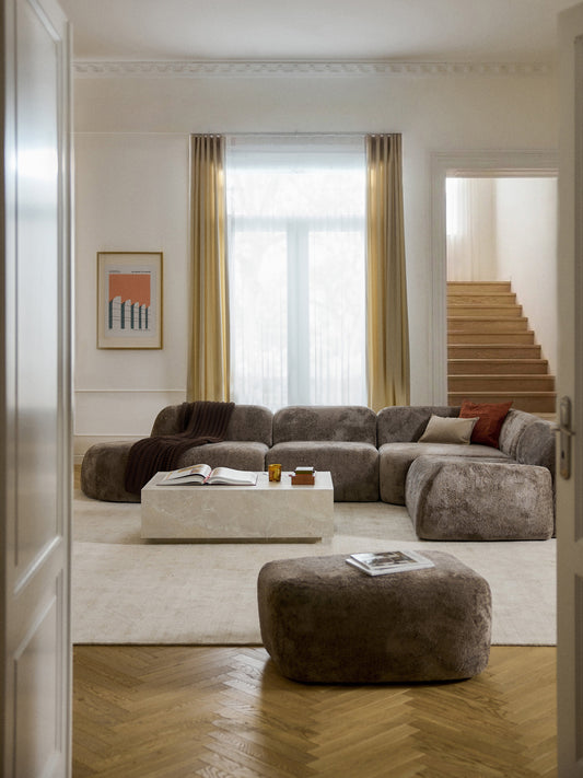 Wolna XL Modular Teddy Bouclé Corner Sofa with Chaise Longue