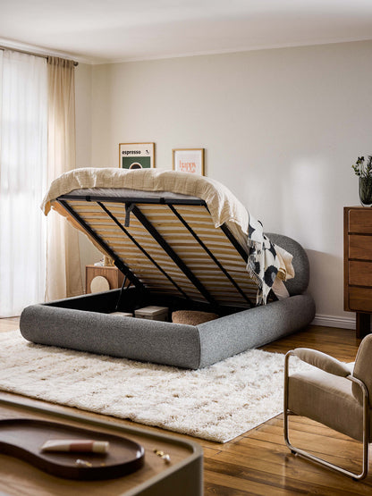 Albina Bouclé Upholstered Bed with Storage