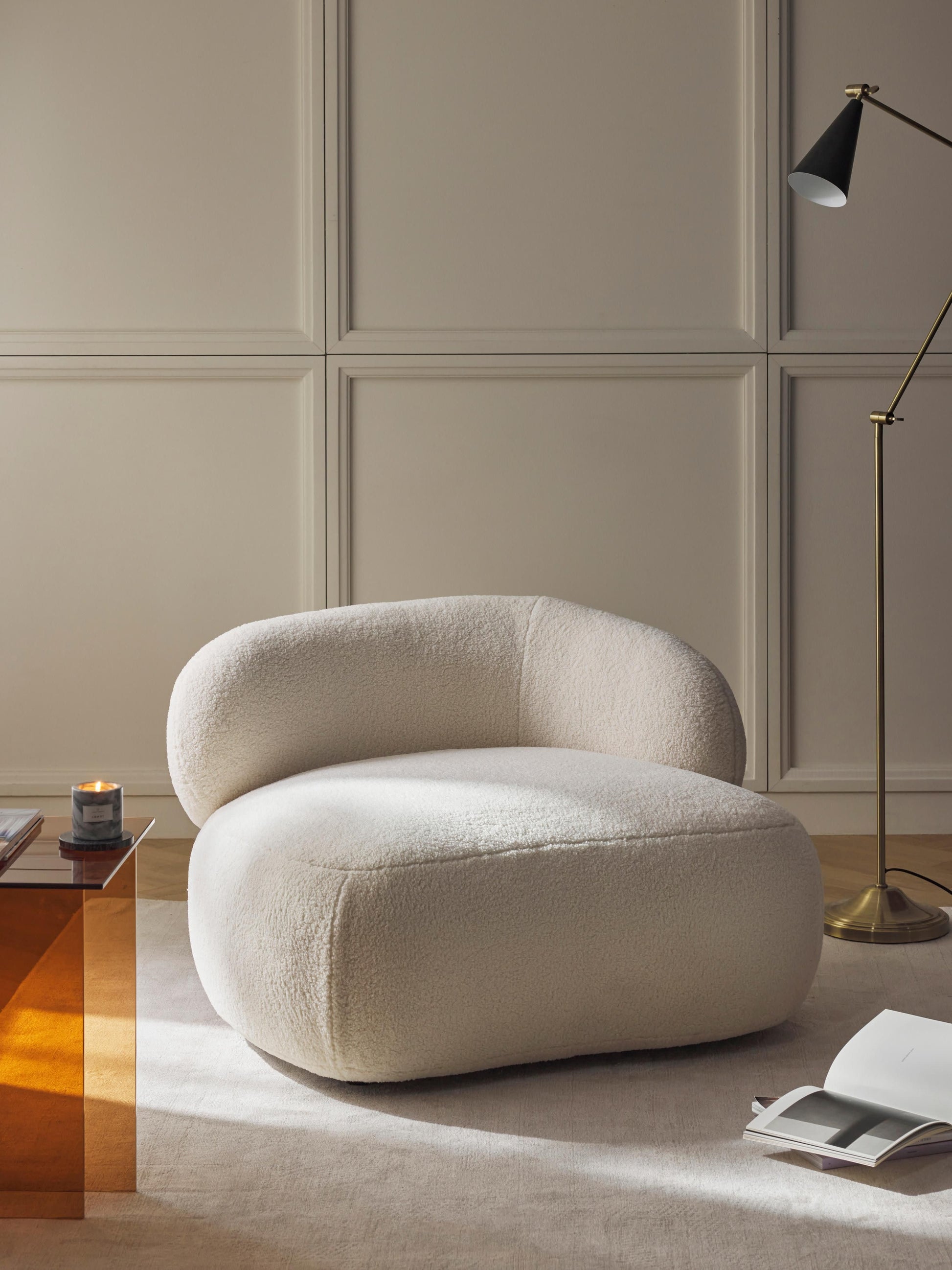 Albina Lounge Chair in Teddy Fur