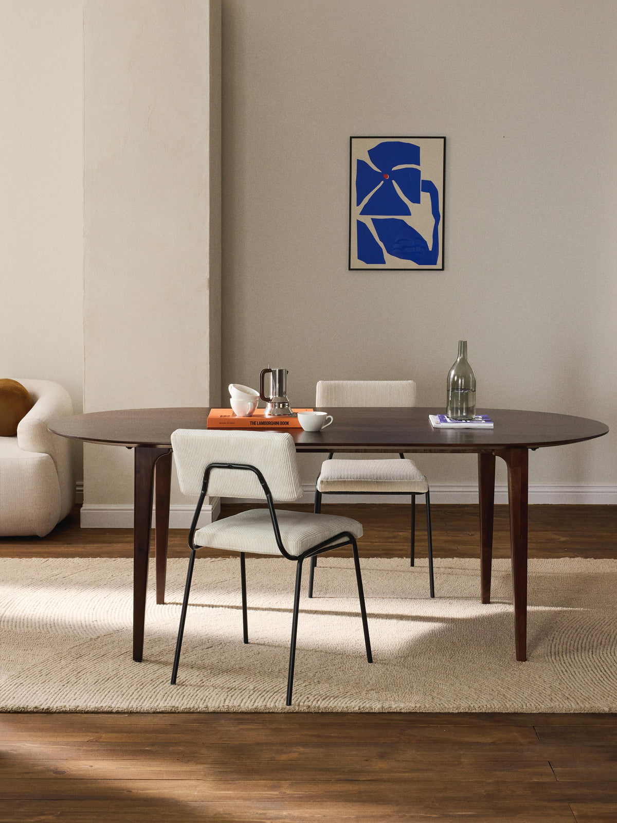 Archino Oval Dining Table in Mango Wood, 200 x 100 cm
