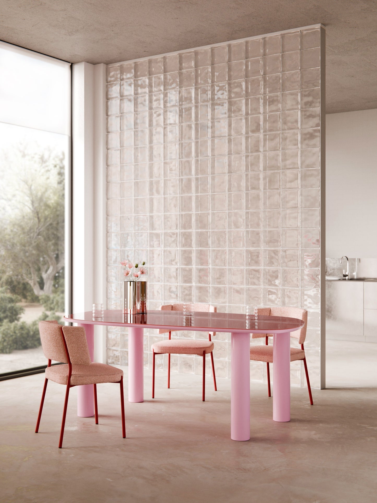Benova Organic Glass-Top Dining Table, 200 x 110 cm