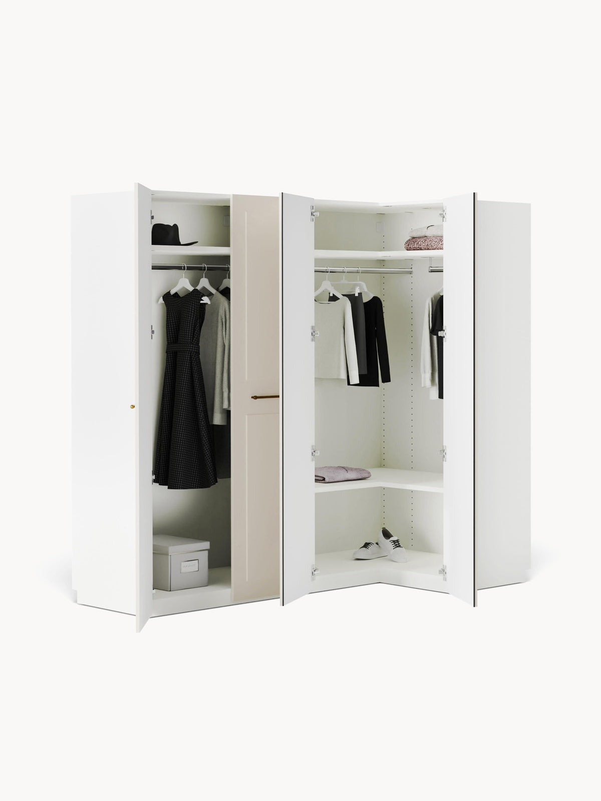 Charlise Corner Wardrobe, Modular, 215 cm Wide, in Various Sizes