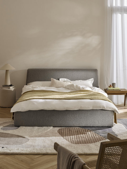 Cloven Bouclé Upholstered Bed with Storage