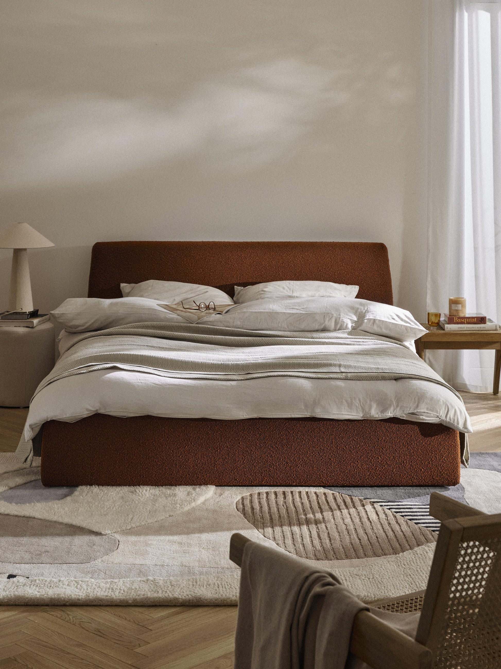 Cloven Bouclé Upholstered Bed with Storage