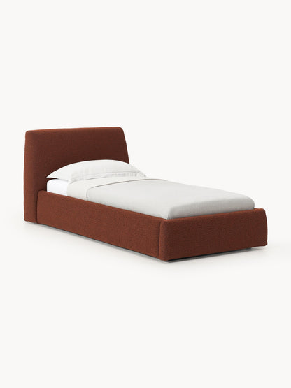 Cloven Single Bed in Bouclé with Storage