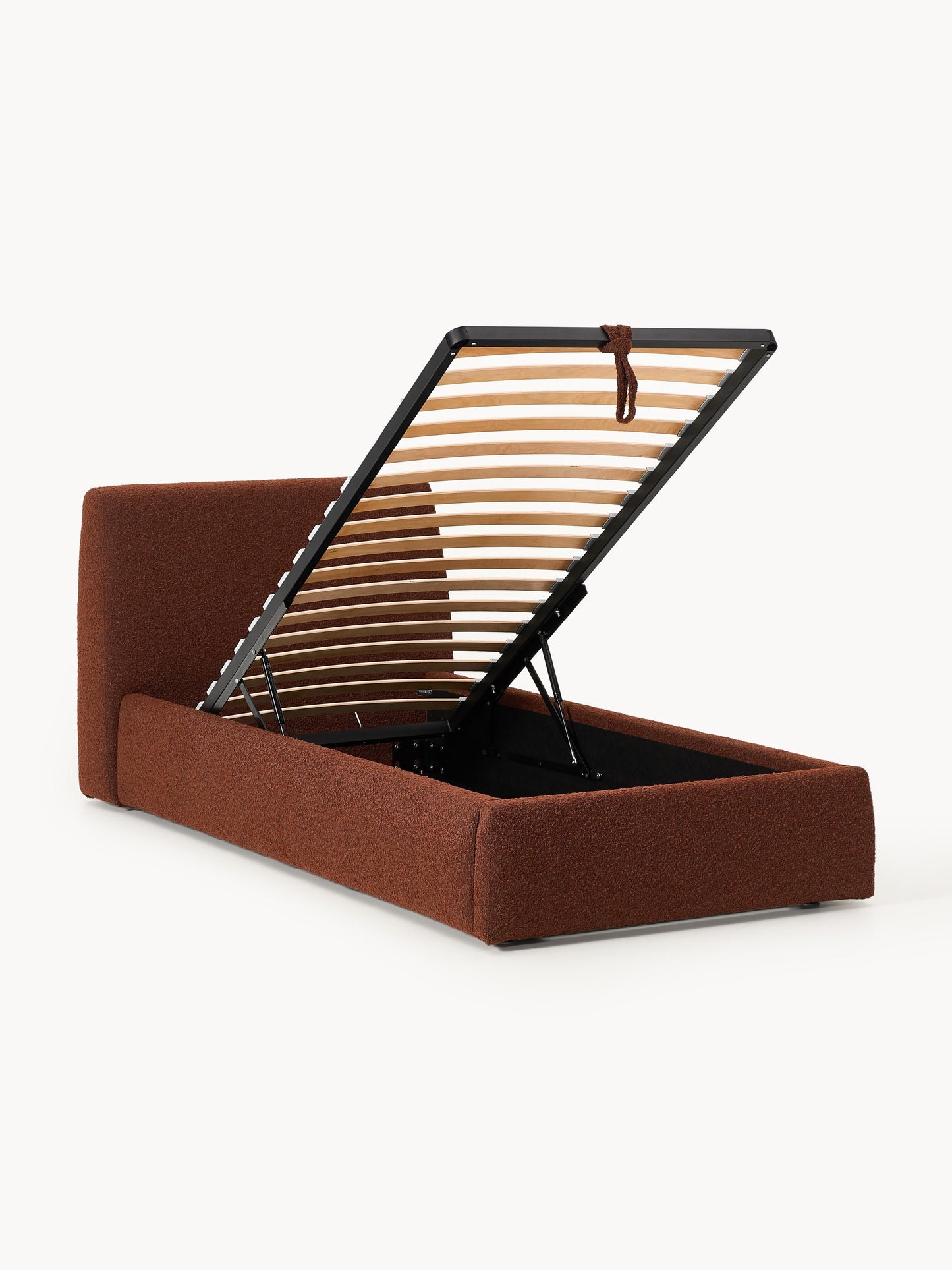Cloven Single Bed in Bouclé with Storage