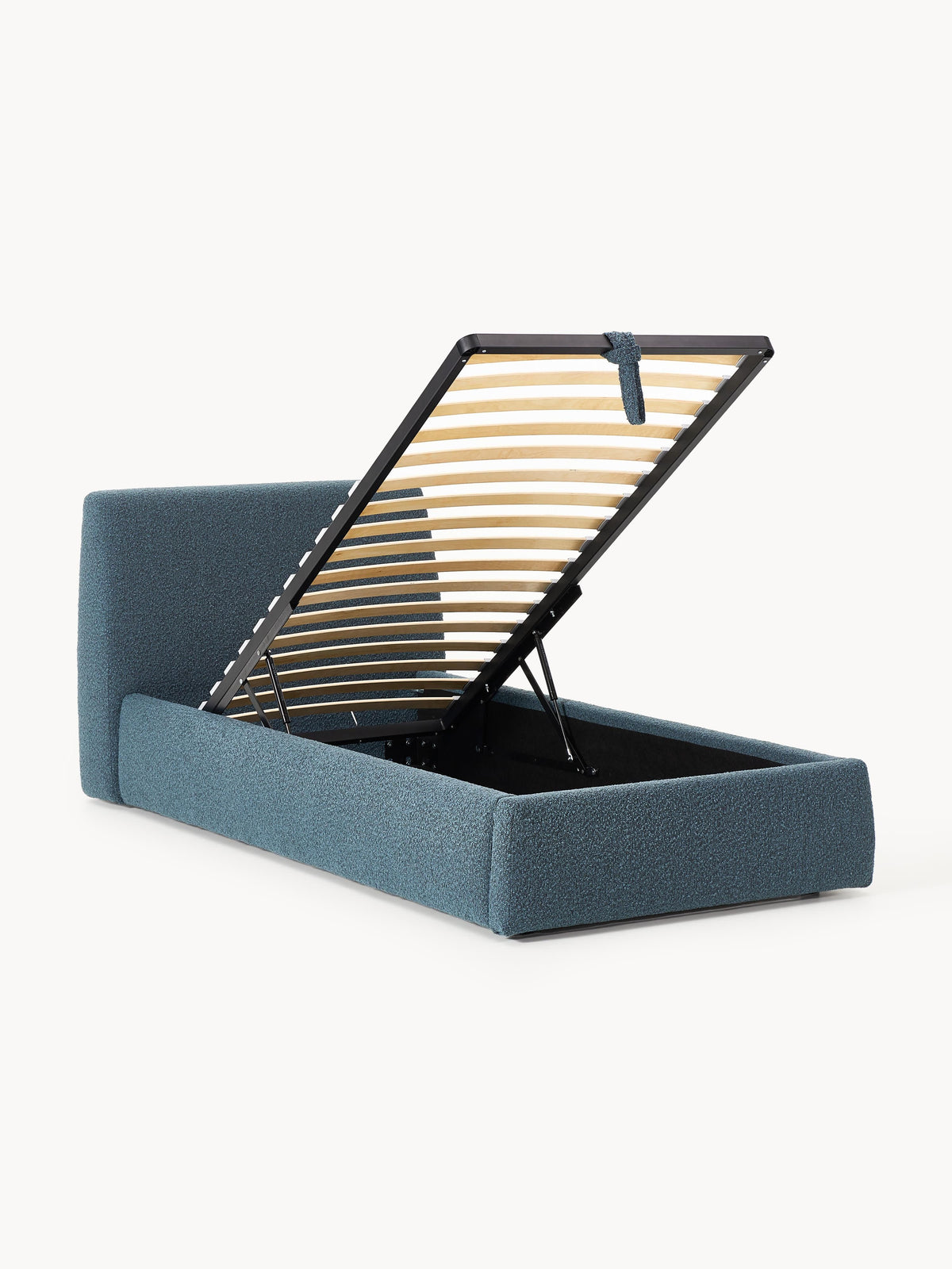 Cloven Single Bed in Bouclé with Storage