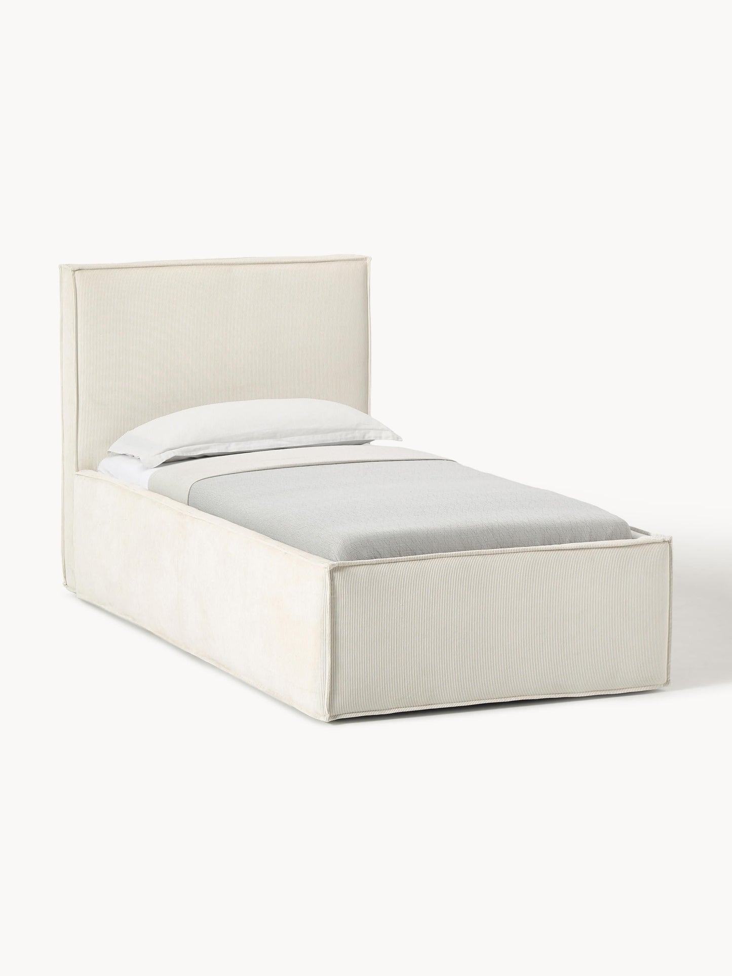 Dreava Corduroy Single Bed with Storage