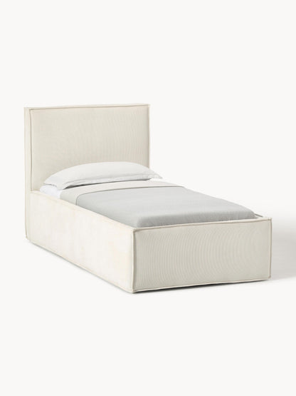 Dreava Corduroy Single Bed with Storage