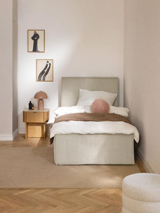 Dreava Corduroy Single Bed with Storage