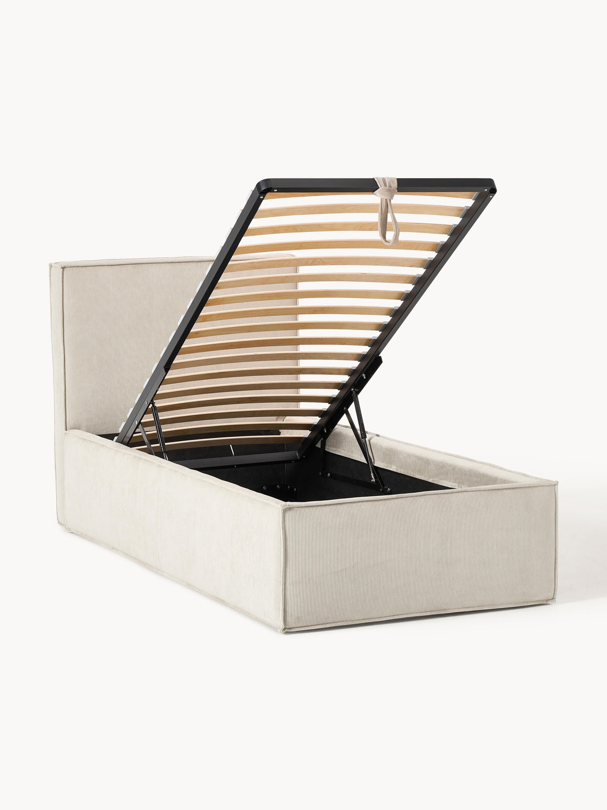 Dreava Corduroy Single Bed with Storage