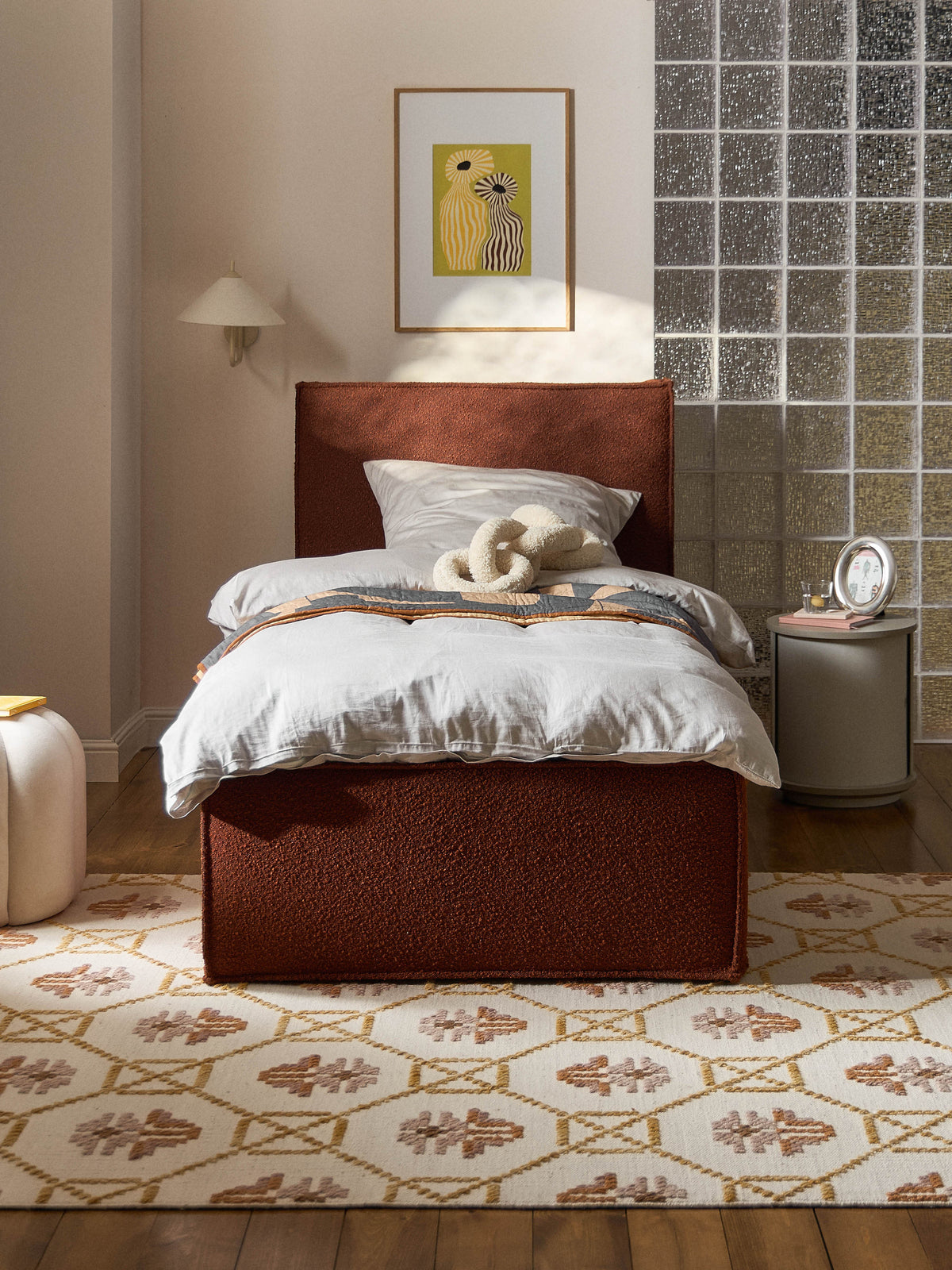 Dreava Single Bed in Bouclé