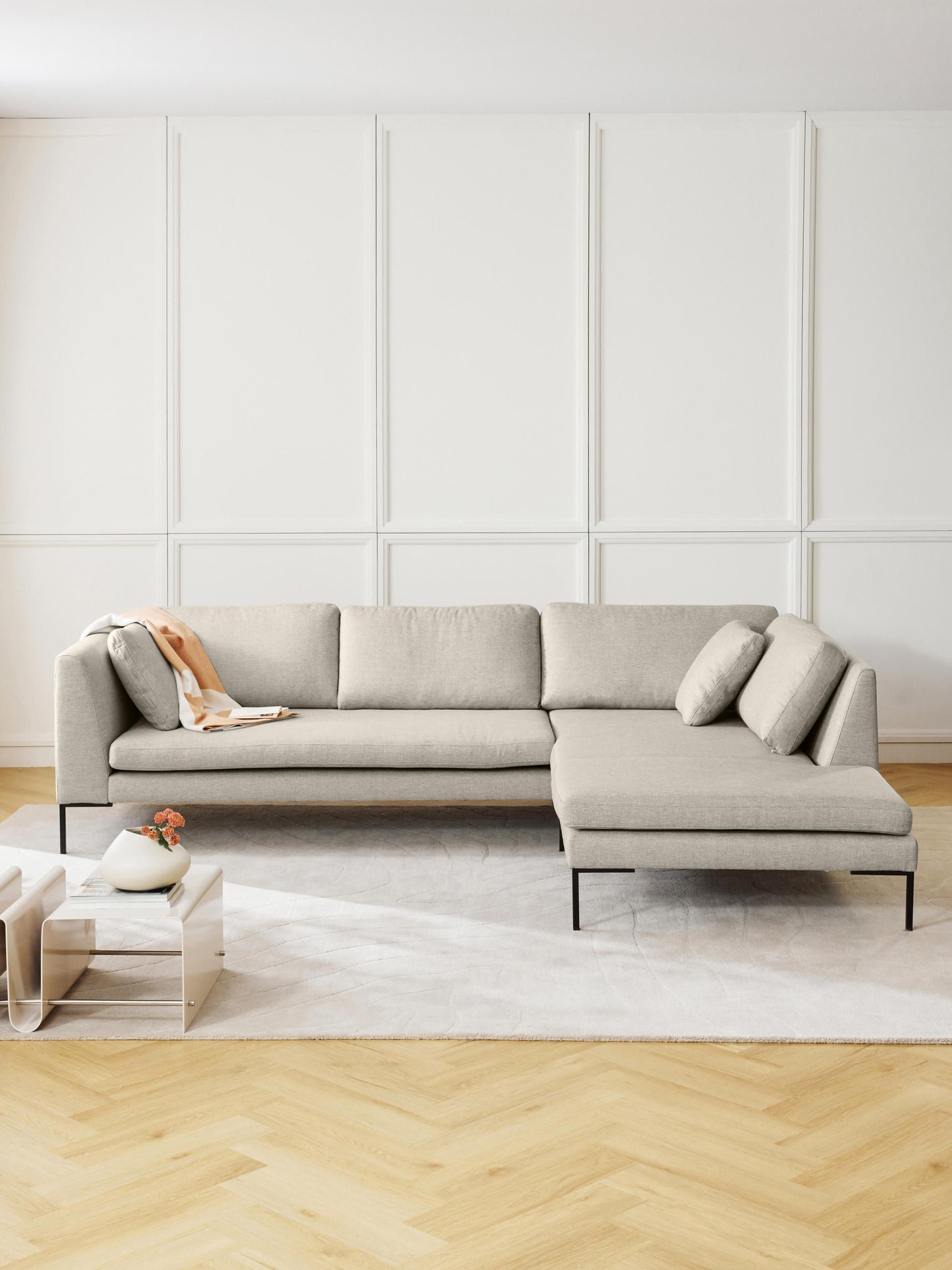 Emmara Corner Sofa with Metal Legs