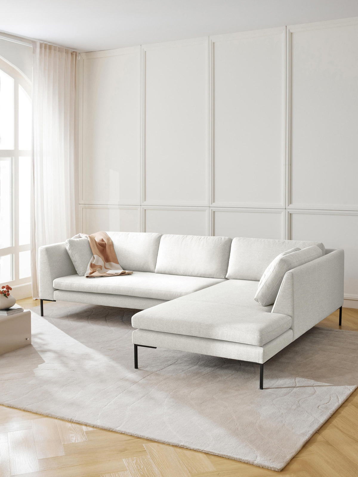 Emmara Corner Sofa with Metal Legs
