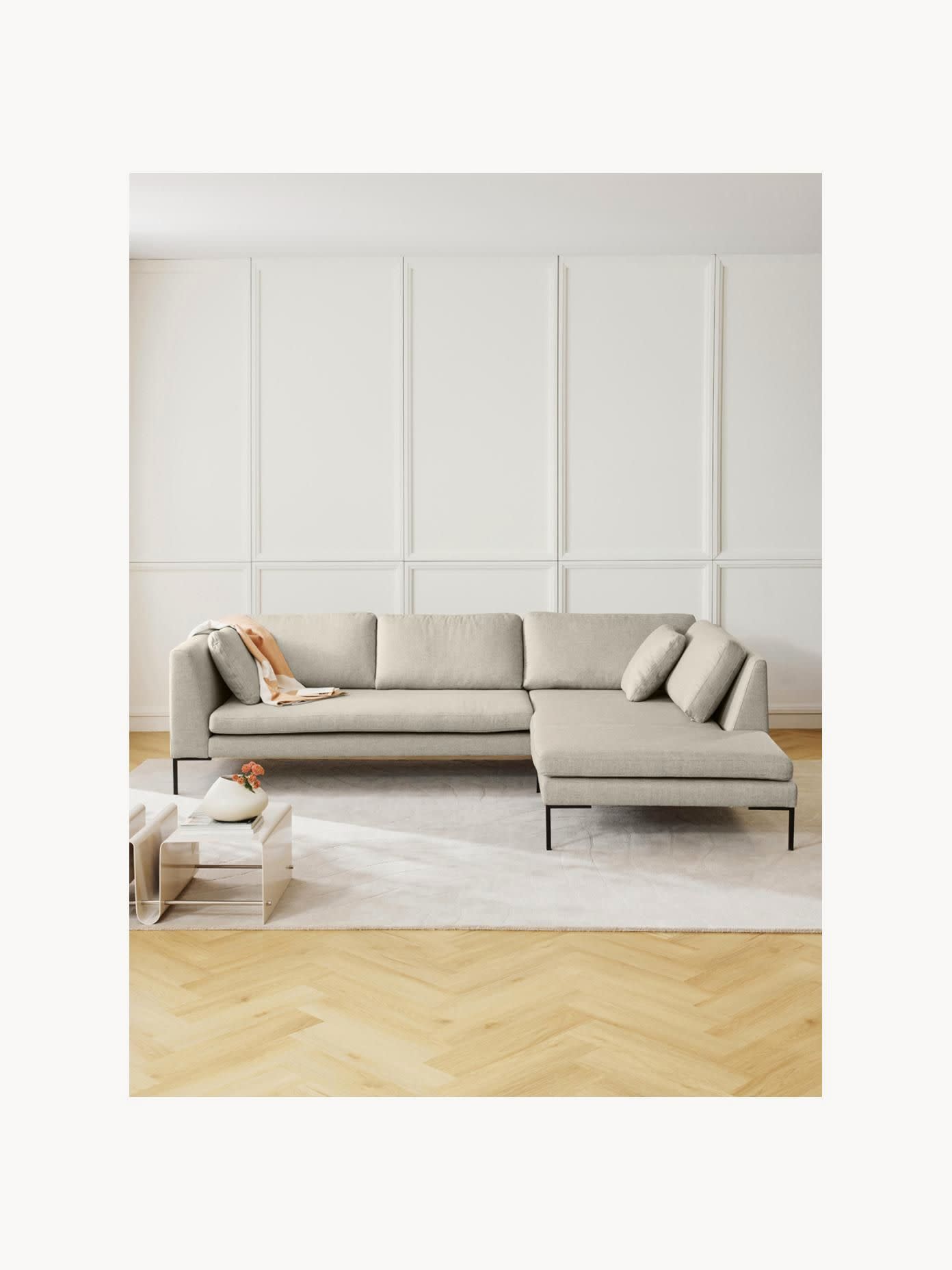 Emmara Corner Sofa with Metal Legs