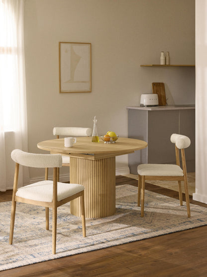 Filvio Extendable Dining Table, Grooved Texture, 120 - 160 x 75 cm