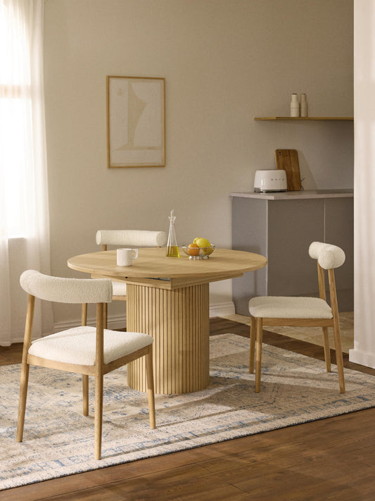 Filvio Extendable Dining Table, Grooved Texture, 120 - 160 x 75 cm