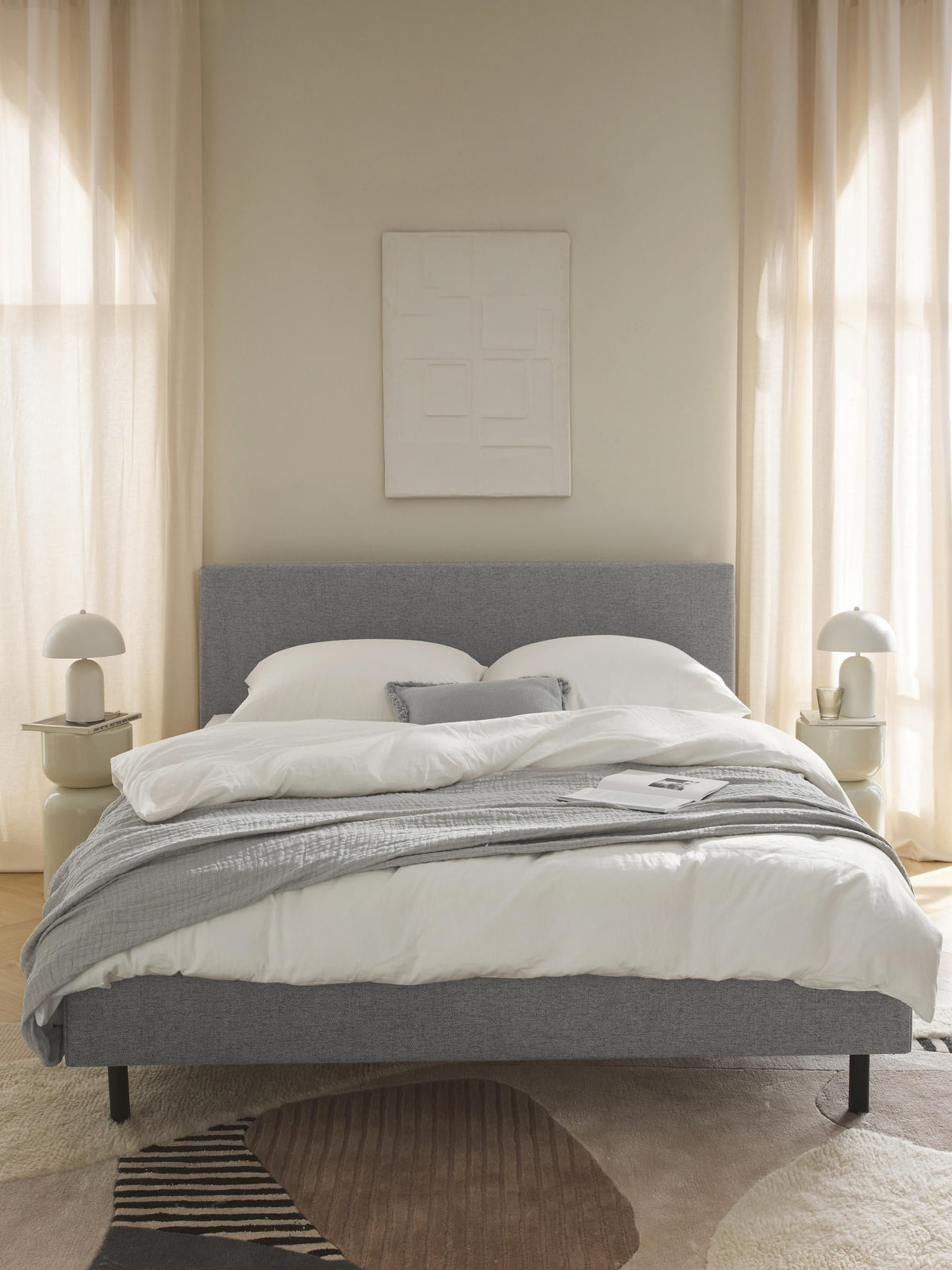 Giulora Upholstered Bed with Wooden Feet