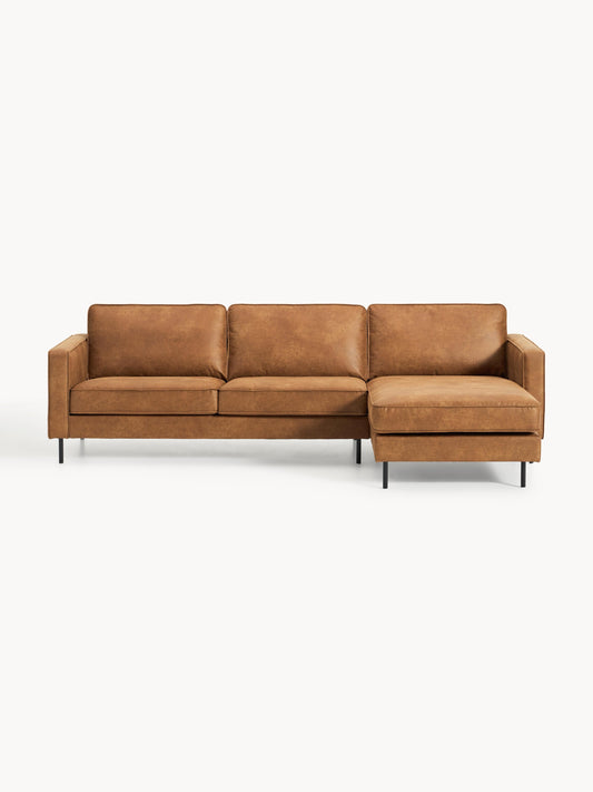 Hunwell Leather Corner Sofa (3-Seater)