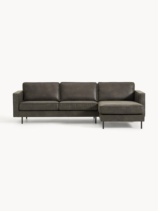 Hunwell Leather Corner Sofa (3-Seater)