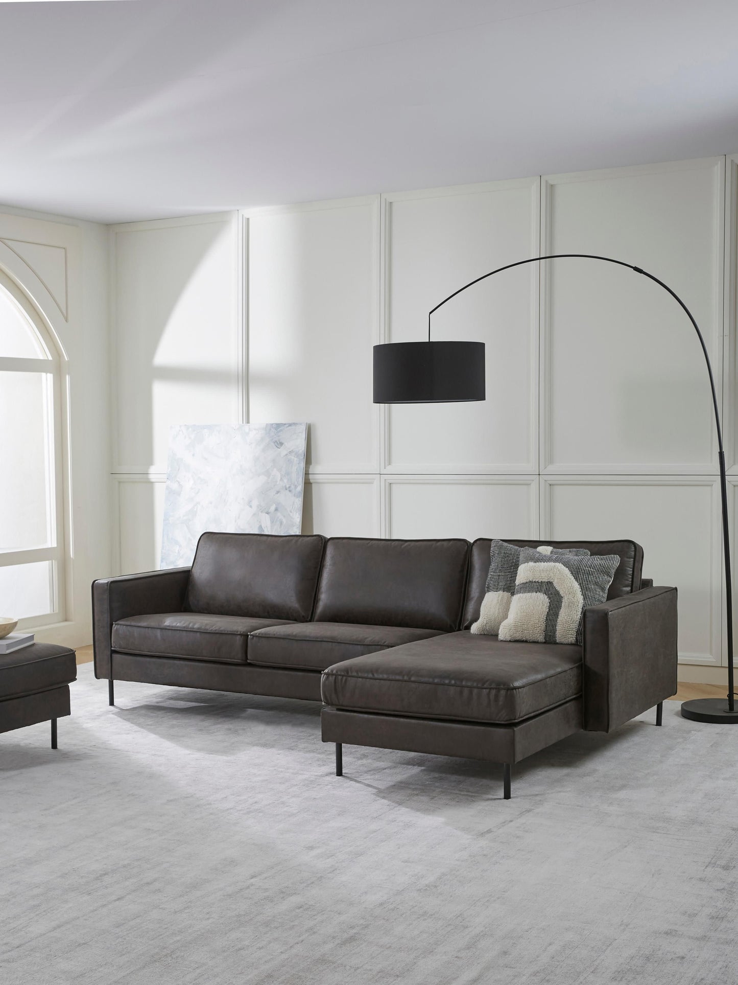 Hunwell Leather Corner Sofa (3-Seater)