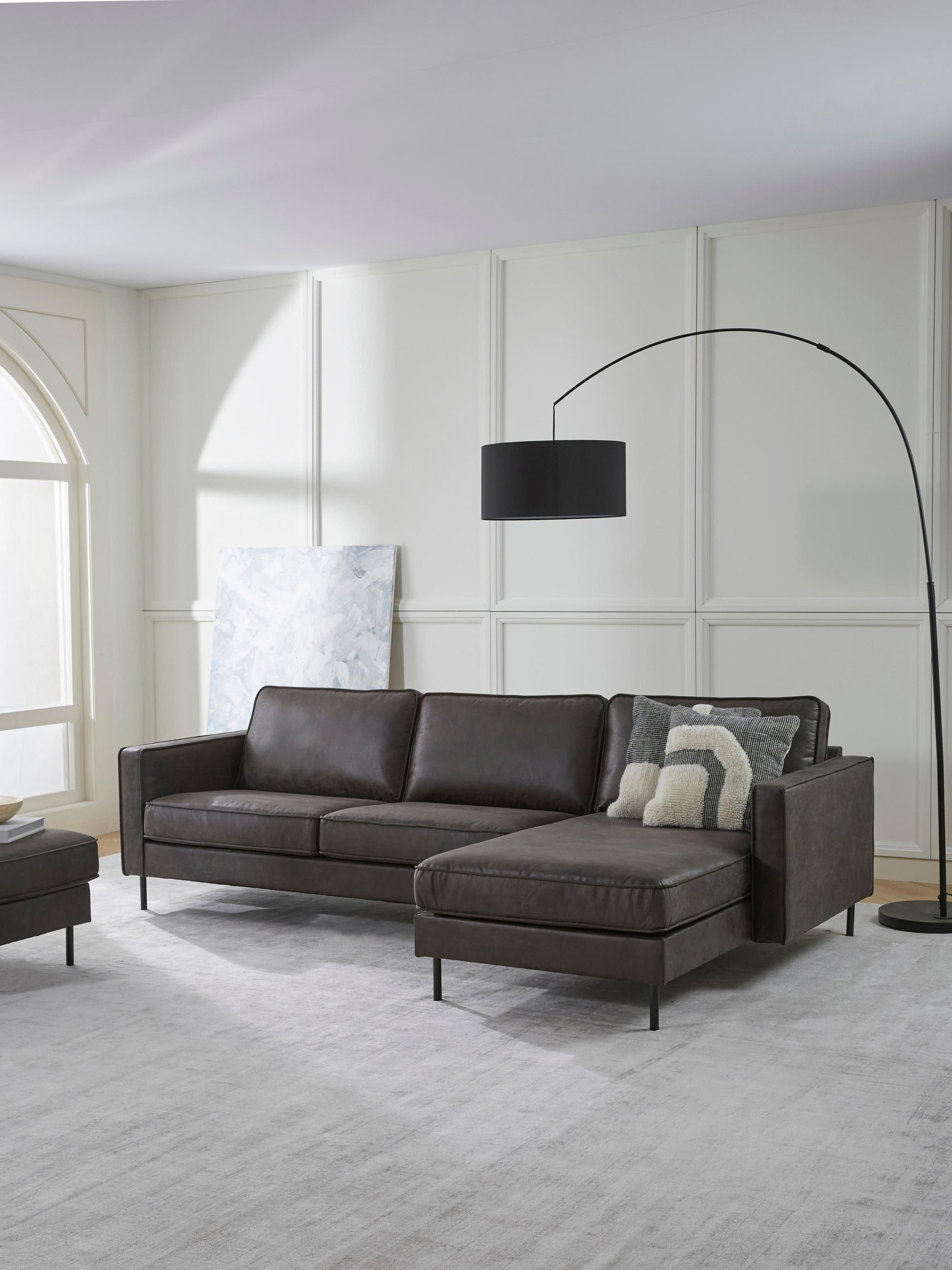Hunwell Leather Corner Sofa (3-Seater)