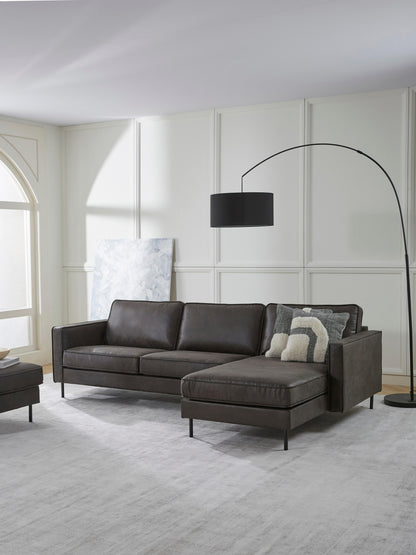 Hunwell Leather Corner Sofa (3-Seater)
