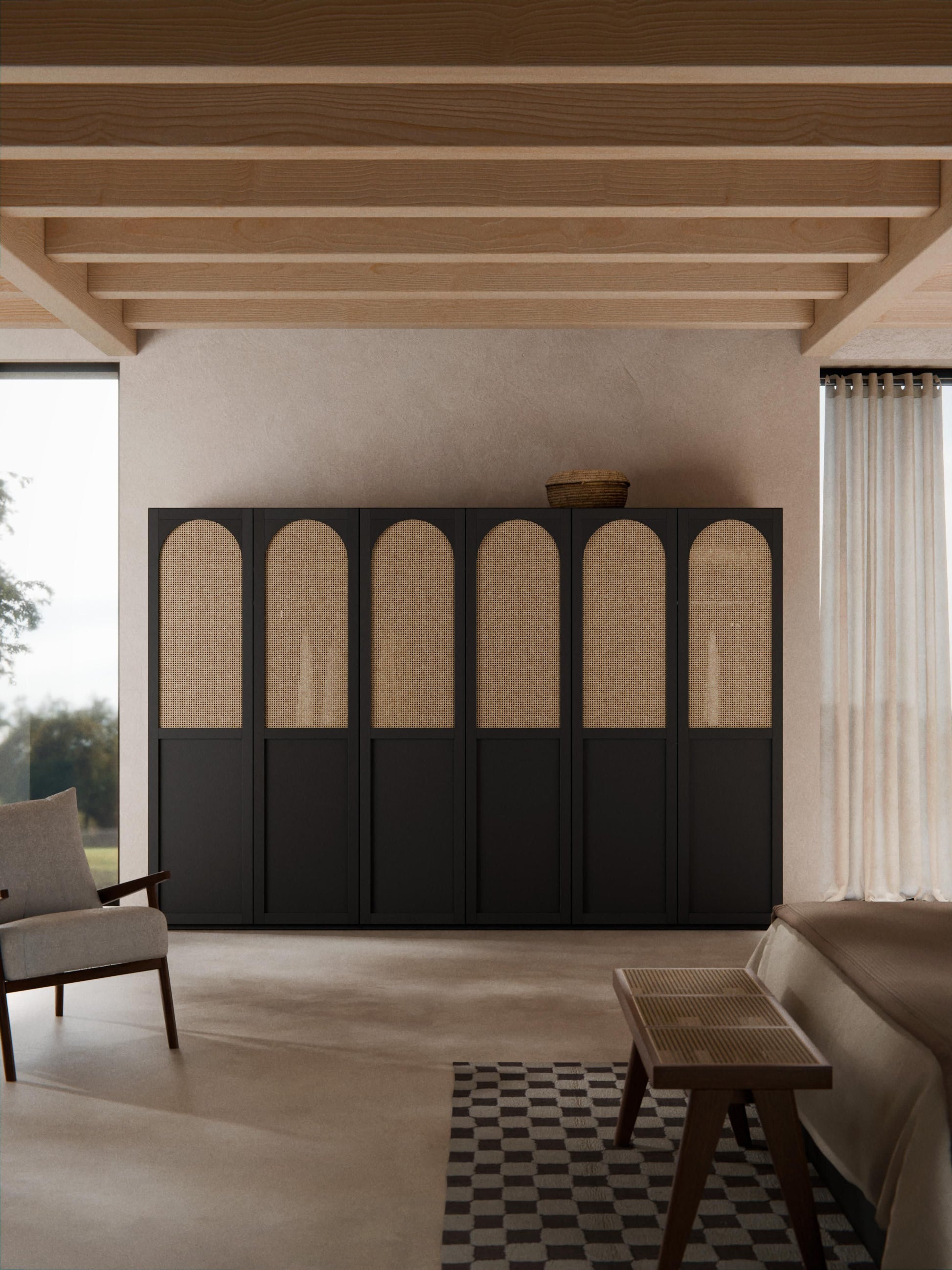 Jeanor Hinged-Door Wardrobe, Modular, 300 cm Wide, in Various Sizes