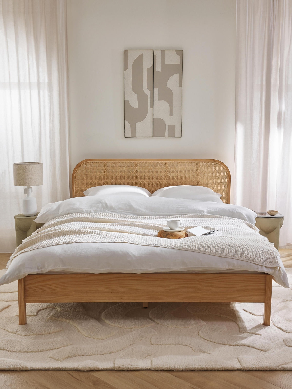 Jonner Wooden Bed, Vienna Cane Headboard
