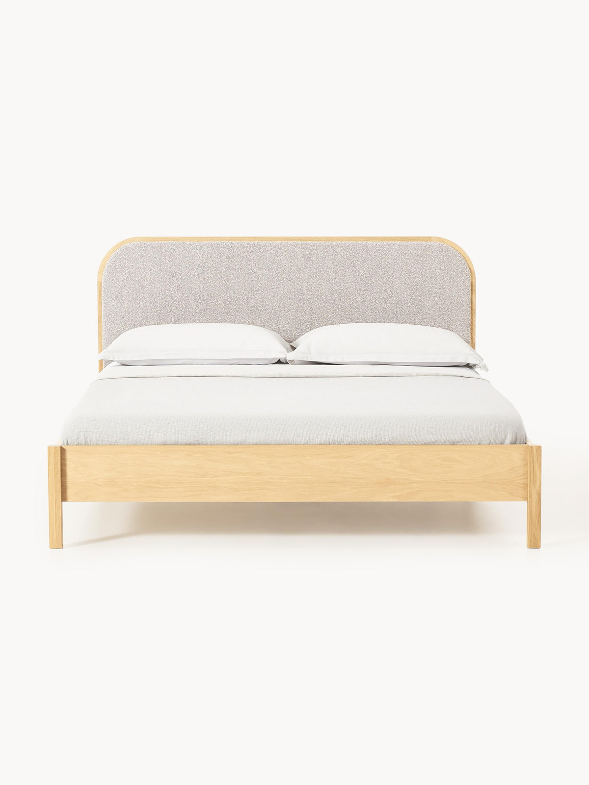 Jonner Wooden Bed with Bouclé Headboard