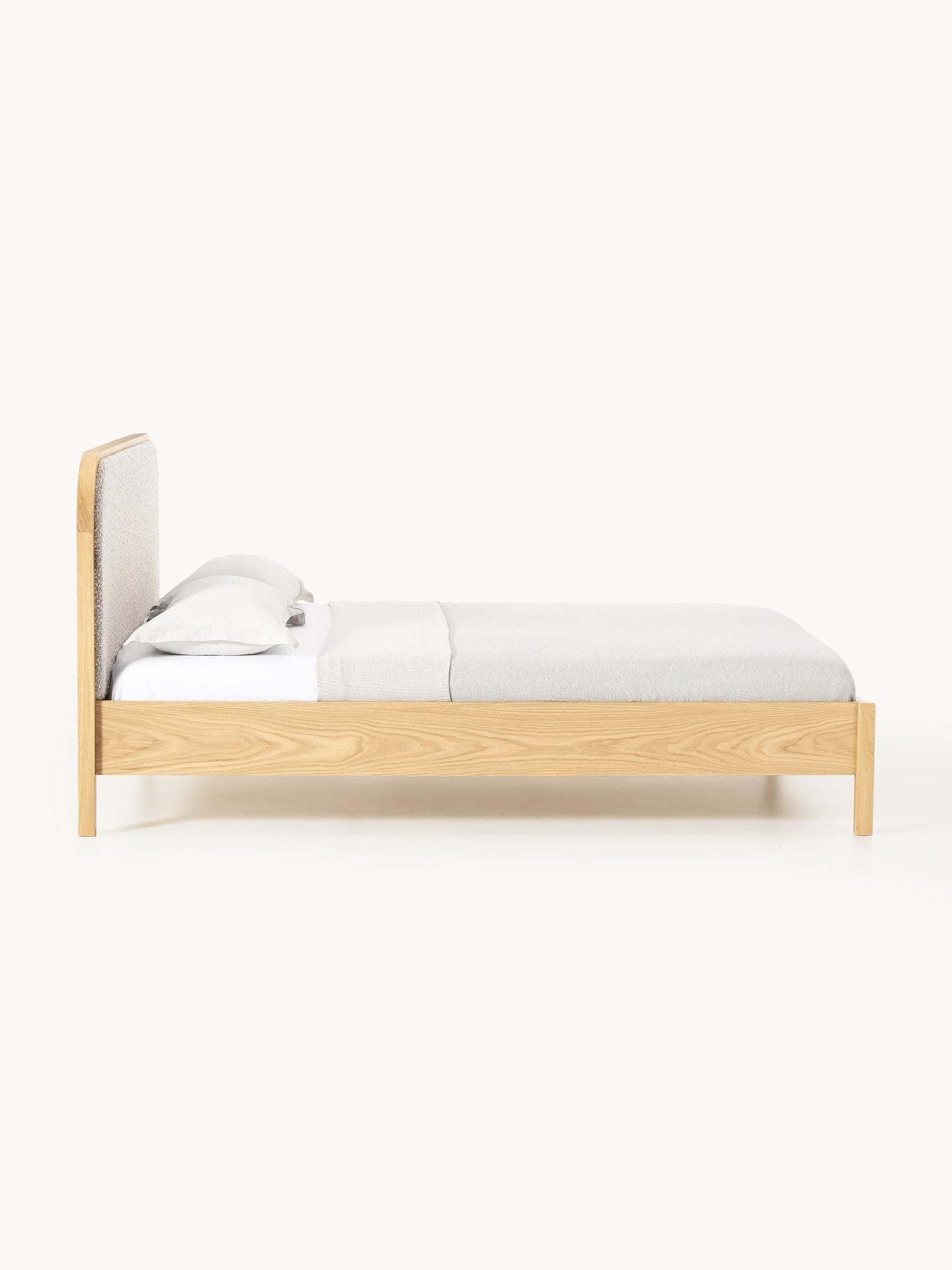 Jonner Wooden Bed with Bouclé Headboard