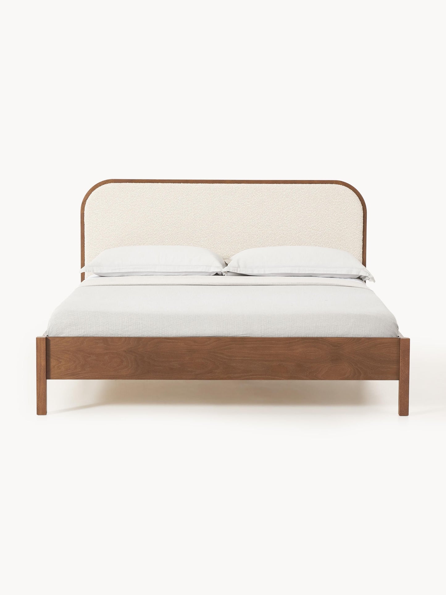 Jonner Wooden Bed with Bouclé Headboard