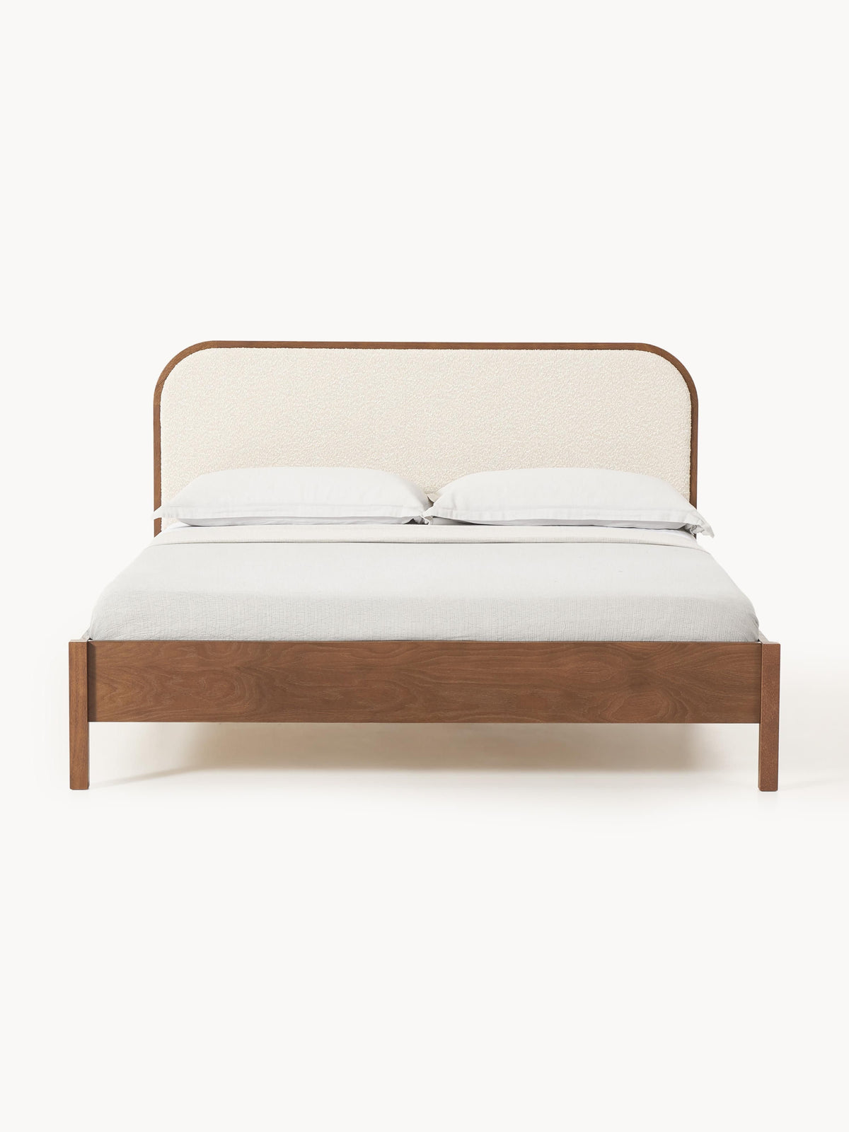 Jonner Wooden Bed with Bouclé Headboard