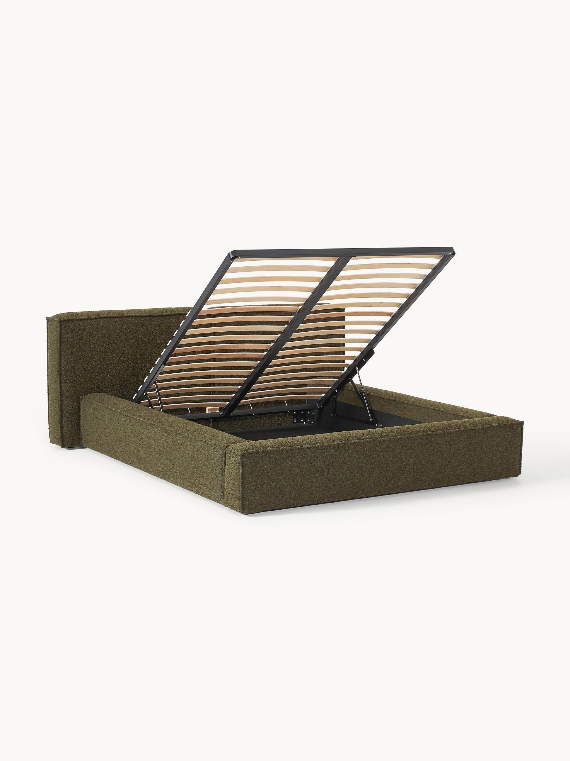 Lennard Bouclé Bed with Storage, Upholstered